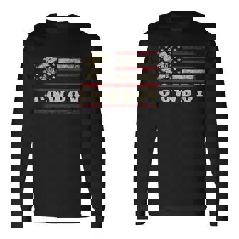 Western Country N Boy Kid Rodeo Southern Retro Cowboy Long Sleeve T-Shirt - Monsterry
