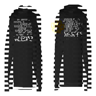 Wildcats Spirit Bold Letter W And Paw Print Long Sleeve T-Shirt - Thegiftio UK