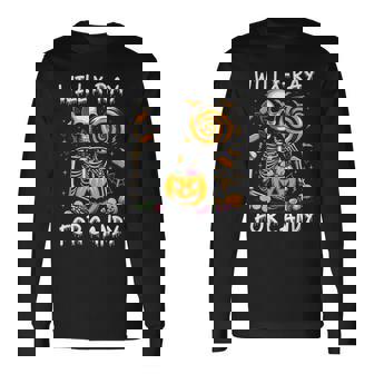 Will X-Ray For Candy Cute Halloween Skeleton Candy Radiology Long Sleeve T-Shirt - Monsterry