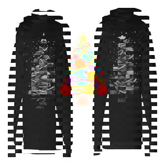 Yarn Christmas Tree Crochet Knitting Quilter Sewing Long Sleeve T-Shirt - Monsterry