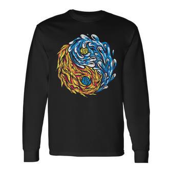 Ying Und Yang Feuer Und Wasser Chinesische Symbole China Fan Langarmshirts - Geschenkecke