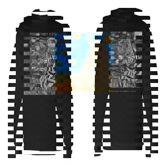 Zebra Van Gogh Style Starry Night Long Sleeve T-Shirt - Thegiftio