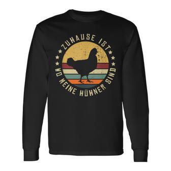 Zuhause Ist Wo Meine Hühner Sind Bauernhof Retro Huhn Henne Langarmshirts - Geschenkecke