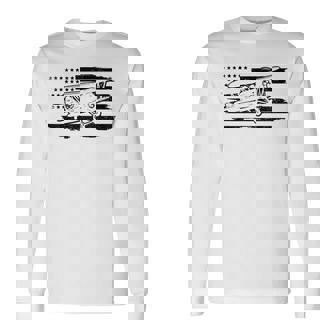 Airplane Pilot Vintage Patriotic Flag Biplane Plane Aviation Long Sleeve T-Shirt | Seseable UK