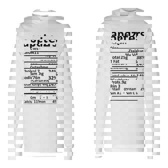 Appetizers Nutrition Thanksgiving Costume Food Facts Xmas Long Sleeve T-Shirt - Monsterry