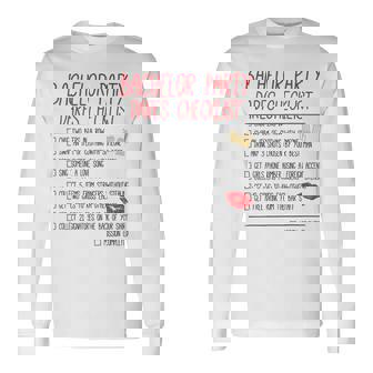 Bachelor Party Checklist Wedding Groom Long Sleeve T-Shirt | Seseable UK