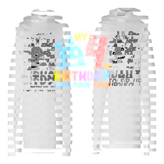 Bambino My 4Th Birthday Baby Party Shark Per Ragazzi Bambini Maglietta a maniche lunghe - Novitaregali