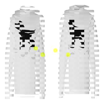 Beagle Puppy Dog Plays Fetch With Yellow Tennis Balls Long Sleeve T-Shirt - Monsterry