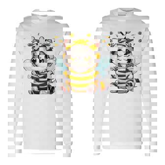 Bee Cat BeeCat Cute Kitten Cat Dressed As A Bee Long Sleeve T-Shirt - Monsterry