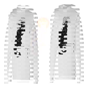 Black Cat Halloween Cat Lovers Black Scary Cat Long Sleeve T-Shirt - Thegiftio UK