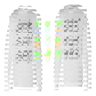 Cactus Succulents Poster Art Plant Mom Succa Echeveria Aloe Premium Long Sleeve T-Shirt - Monsterry