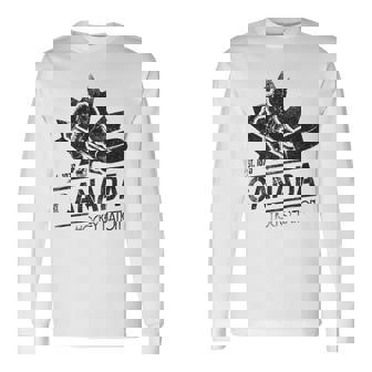Canadian Ice Hockey Retro Sports Nation Canada Hockey Long Sleeve T-Shirt - Monsterry