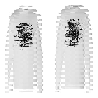 Chasseur Sanglier Motiv Chasse Chasseur Sanglier T-shirt à manches longues - Cadeauxyz