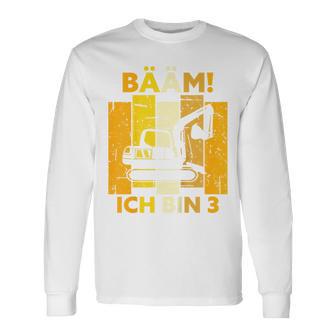 Children's Bäm Ich Bin 3 Drei Jahre Boy 3Rd Birthday Digger Langarmshirts - Geschenkecke