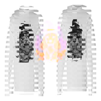 Cocker Spaniel Halloween Dog Witch Long Sleeve T-Shirt - Thegiftio