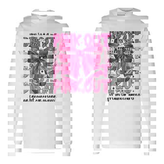 Coquette Bow Pink Out Football Team Breast Cancer Awareness Long Sleeve T-Shirt - Thegiftio