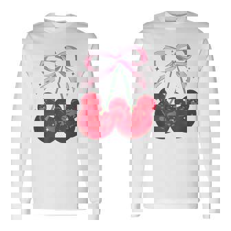 Coquette Cherry Mouse Ears Bow Princess Theme Park Long Sleeve T-Shirt - Thegiftio UK