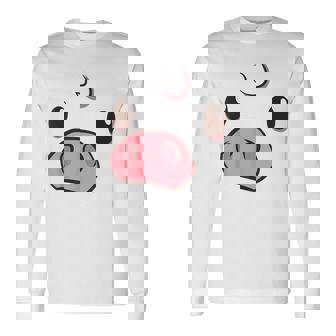 Cute Pig Animal Face Disguise Costume Swine Easy Halloween Long Sleeve T-Shirt - Monsterry