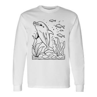 Dolphin Ausmalen Und Selbst Bemalen Colouring Langarmshirts - Seseable