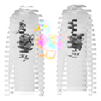 Duck Polygon Colorful Waterfowl Mallard Duck Lover Tank Top Long Sleeve T-Shirt - Monsterry