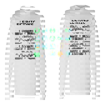 Electrónica Técnico Tecnología Iconos Circuito Computadora Camiseta de manga larga - Regaloses