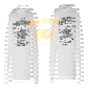 Fall Vibes And Pumpkin Pie Retro Thanksgiving Matching Long Sleeve T-Shirt - Monsterry