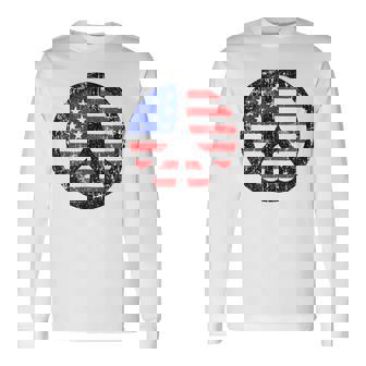 Fourth 4Th Of July American Flag Peace Sign Long Sleeve T-Shirt - Monsterry