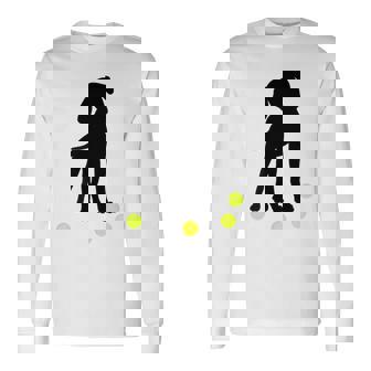 Foxhound Puppy Dog Plays With Tennis Balls Owner Long Sleeve T-Shirt - Monsterry