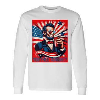 Abe Lincoln 4Th Of July Patriotic American Usa Long Sleeve T-Shirt - Monsterry CA