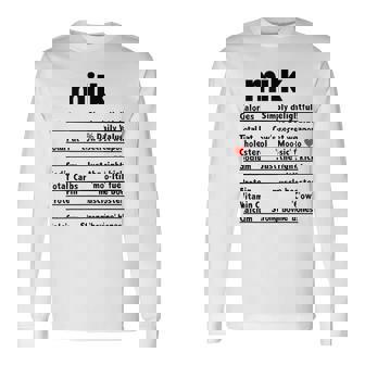 Milk Thanksgiving Ingredients Sides Nutrition Facts Long Sleeve T-Shirt - Monsterry