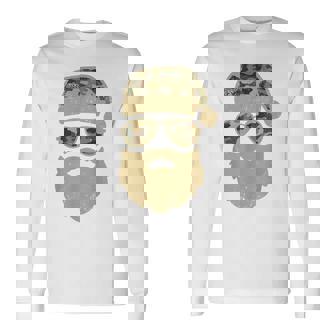 Santa Claus Face Sunglasses Camo Christmas Camouflage Long Sleeve T-Shirt | Seseable CA