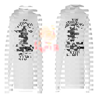 Thanksgiving Turkey Vs Santa Humorous Holiday Long Sleeve T-Shirt - Monsterry