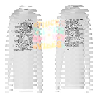 Thick Thighs And Spooky Vibes Pumpkin Halloween Long Sleeve T-Shirt - Monsterry