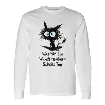 Was Für Ein Wonderschön Scheißtag Scheiss Tag Cat Gray Langarmshirts - Geschenkecke