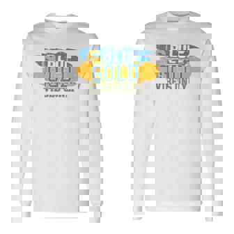 On Gameday Football We Wear Blue And Gold School Spirit Long Sleeve T-Shirt - Thegiftio UK
