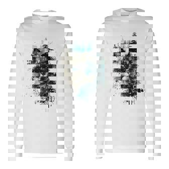 Gato Ojos Azules Gato Motivo Arte Bosque Animal Gato Manga Raglan Camiseta de manga larga - Regaloses