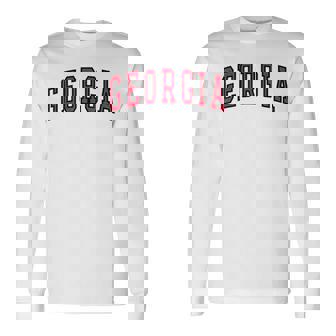 Georgia Ga Vintage Athletic Sports Red Text Georgia Long Sleeve T-Shirt - Thegiftio UK