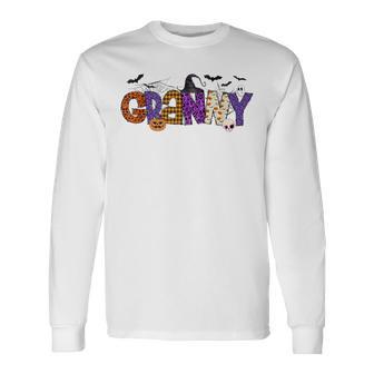 Granny Witch Hat Pumpkin Ghost Halloween Costume Long Sleeve T-Shirt | Seseable CA