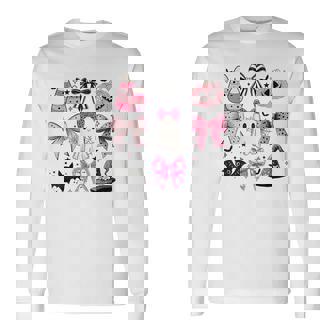 Halloween Costume Ghost Boo Coquette Bow Long Sleeve T-Shirt - Thegiftio