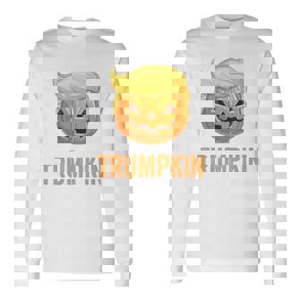 Make Halloween Great Again Trumpkin Trump Hair Pumpkin Long Sleeve T-Shirt - Monsterry