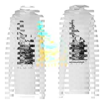 Hollister Idaho State Outdoor Nature Graphic Long Sleeve T-Shirt - Thegiftio
