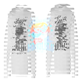 Honolulu Beach Hawaii Surfing Vintage Hawaiian Retro Surf Long Sleeve T-Shirt | Seseable FR