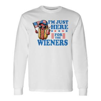 I'm Just Here For The Wieners 4Th Of July Hot Dog Men Long Sleeve T-Shirt - Monsterry DE