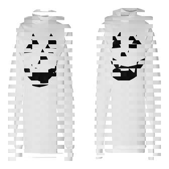 Jack O Lantern Vampire Orange Pumpkin Face Halloween Costume Long Sleeve T-Shirt - Monsterry