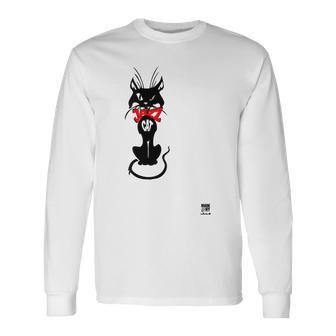 Jazz Cat Cool Music Apparel New York Long Sleeve T-Shirt - Monsterry