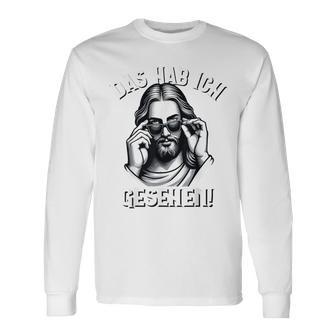 Jesus & Jesus Meme Das Hab Ich Gessehen Jesus Gray Langarmshirts - Geschenkecke