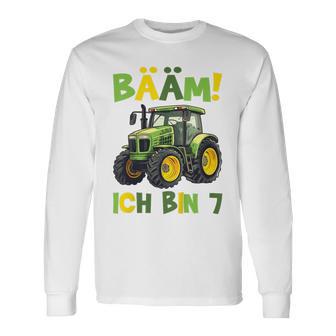 Kinder Bääm Ich Bin 7Ier Jahre Junge 7Th Birthday Tractor Langarmshirts - Geschenkecke