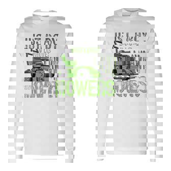 Lawn Mowing Lover Toddler Just A Boy Who Loves Lawn Mowers Long Sleeve T-Shirt - Seseable