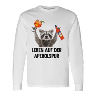 Leben Auf Der Aperolspur Raccoon Meme Racoon Pedro Spritz Langarmshirts - Geschenkecke