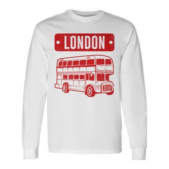 London Red Double Decker Bus Old Style Fun British Icon Premium Long Sleeve T-Shirt - Monsterry UK